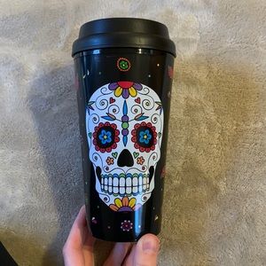 ❗️ FINAL PRICE, NWT Black and Multicolored Sugar Skull Twist-off Cap Tumbler